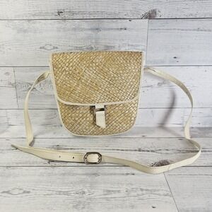 VTG Susan Gail Italy Purse Cream Wicker Crossbody Shoulder Strap Adjustable Nice